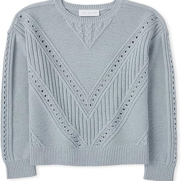 Girls' Long Sleeve Chevron Stitched Sweater